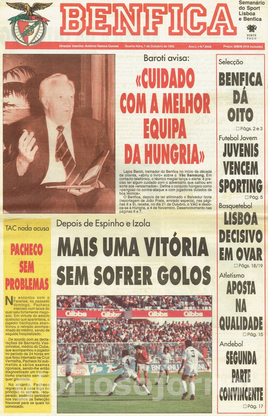 jornal o benfica 2608 1992-10-07